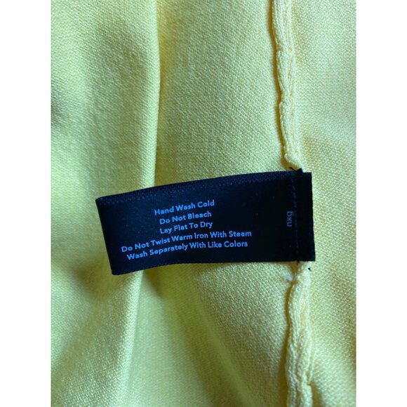 Boston Proper Knit Blouse M Yellow Off-Shoulder Bell Sleeves Casual Resort Chic - Picture 5 of 9